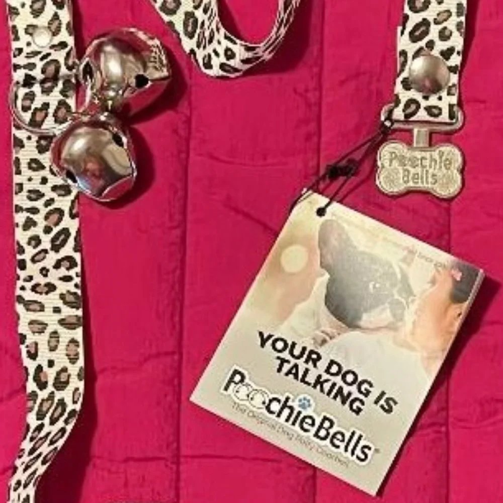 NWT LEOPARD PRINT POOCHIE BELLS ~ DOGGIE POTTIE DOORBELL TRAINING FOR PUPS DOGS
